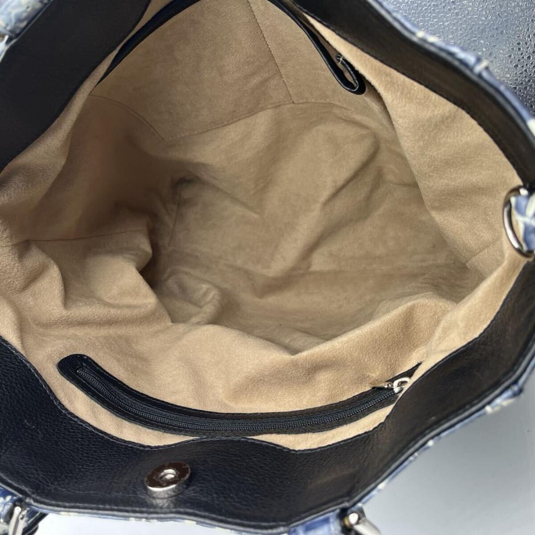 JRA認定 マットクロコ 2way トートバッグ メンズ ブルー ホワイト A4