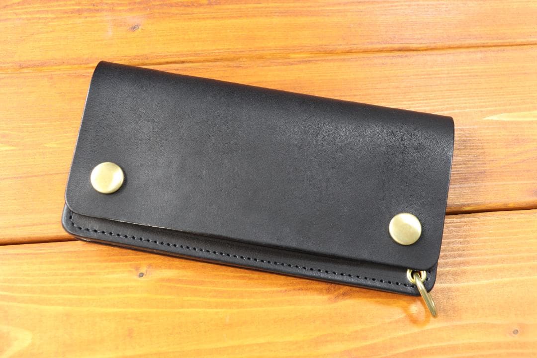 ロング　トラッカーウォレット 栃木レザー　真鍮