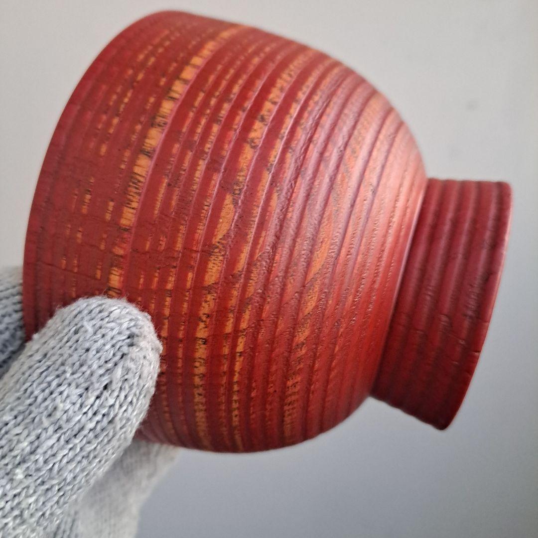 【山中漆器　大椀×3客】天然木製　内外\"轆轤目　未使用品