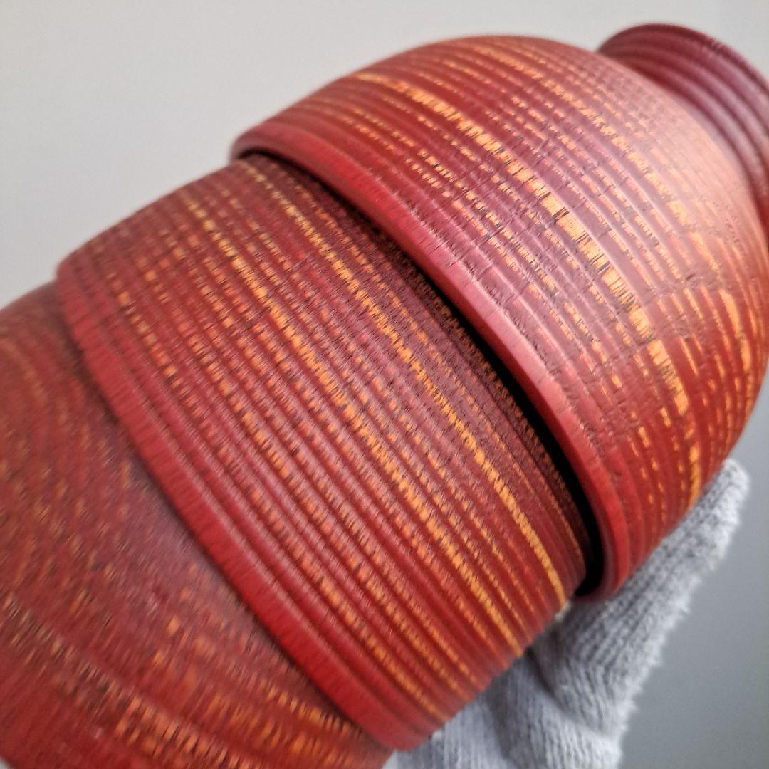 【山中漆器　大椀×3客】天然木製　内外\"轆轤目　未使用品