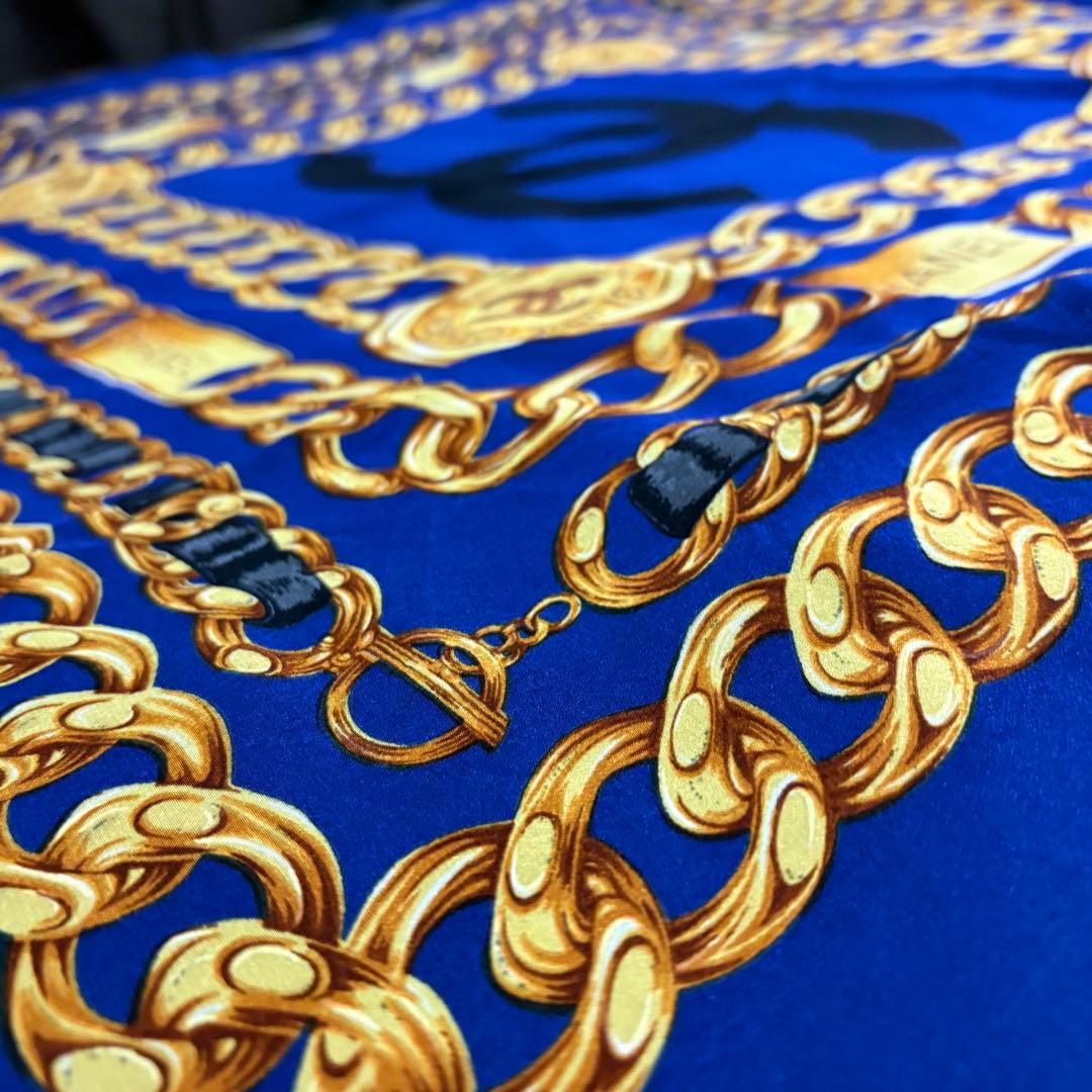 CHANEL シルクスカーフ ブルー レディース