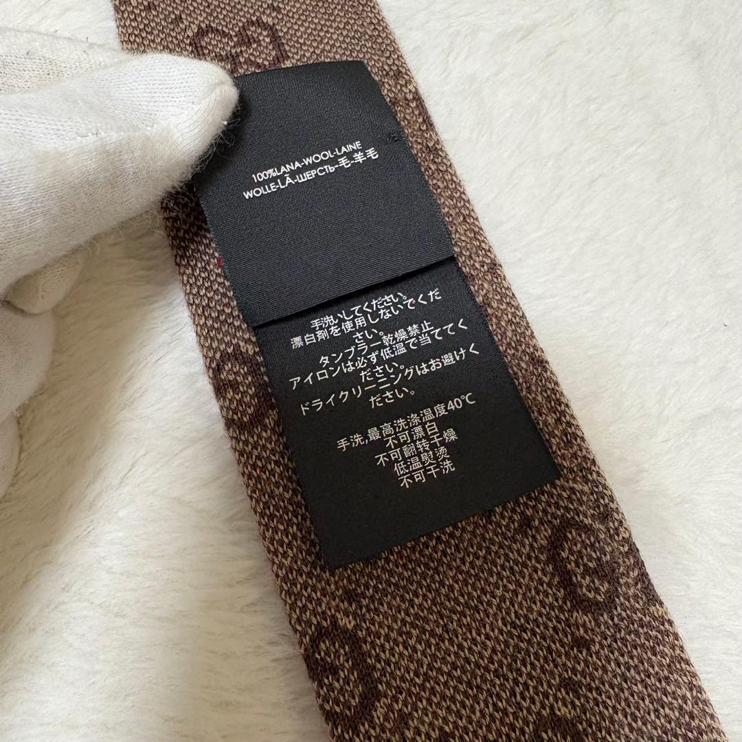 美品 ✨現行タグ✨GUCCI ネクタイ ナロータイ GG柄 ブラウン ウール 毛
