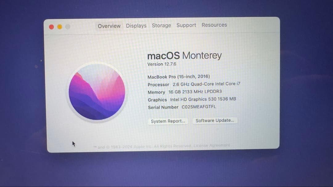 T*g様 A1706 15 inch 16GB/250GB MacBook Pr