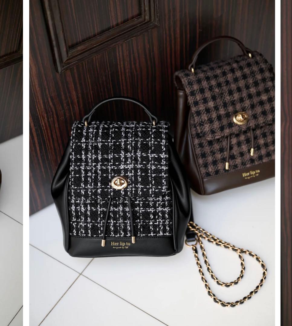 her lip to Tweed Mini Backpack Black 新品