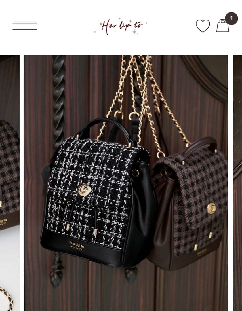 her lip to Tweed Mini Backpack Black 新品