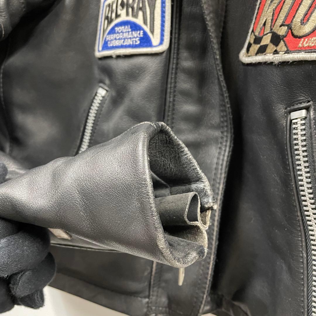 【U62】 訳あり VANSON バンソン レザージャケット 36 ワッペン