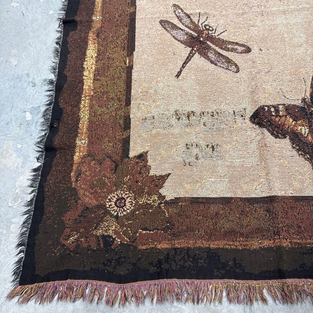トンボ　蝶々　マルチカバー　ソファーカバー　ヴィンテージラグ　177x127