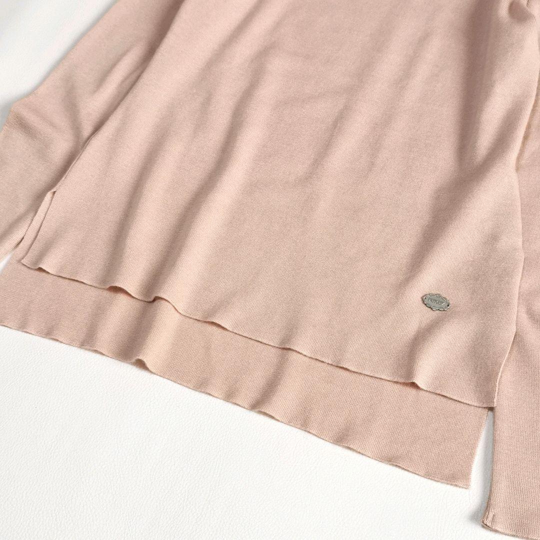 【美品✨】フォクシー シルクカシミヤニット ロゴチャーム スリット ピンク 38