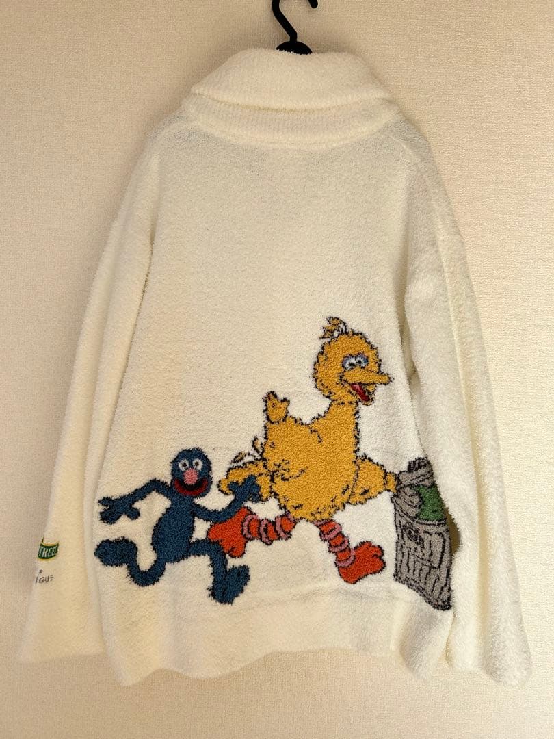 【希少】美品　ジェラートピケ　ジャガードショールカーディガン セサミストリート