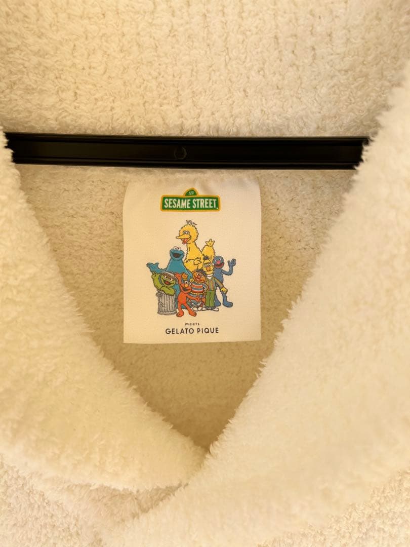 【希少】美品　ジェラートピケ　ジャガードショールカーディガン セサミストリート