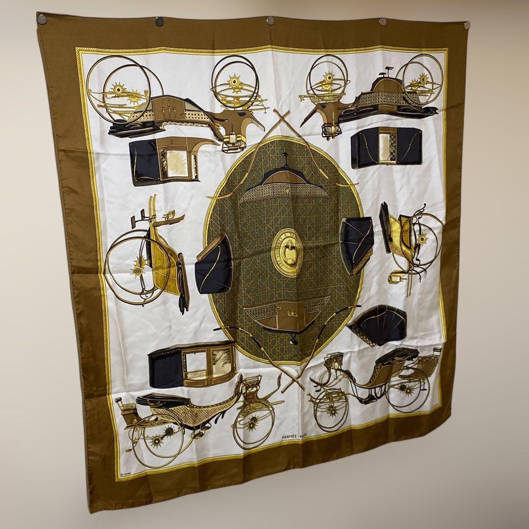 HERMES カレ90 大判シルクスカーフ 折畳み式幌の馬車 エルメス