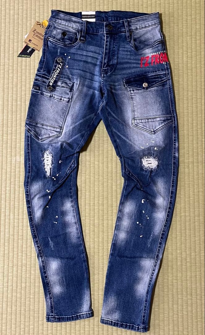 アイズフロンティア７３５０ＳデニムＧ４Ｌ寸カーゴパンツ96cm上下組インディゴ