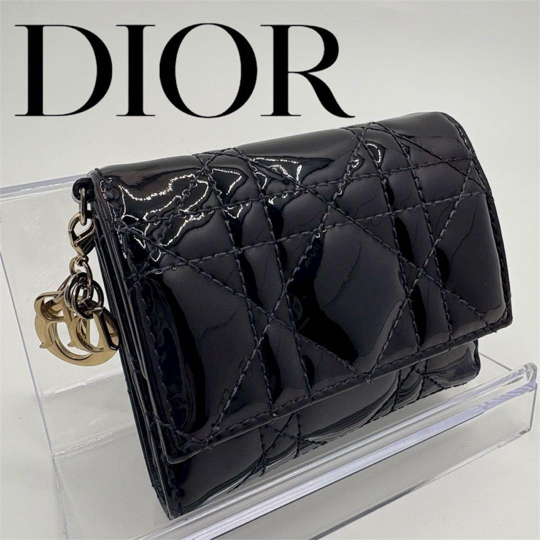 DIOR☆レディ ディオール☆エナメル☆ロータスウォレット☆カナージュ☆財