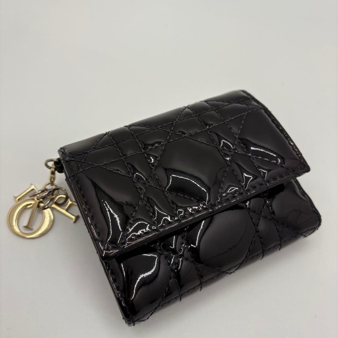 DIOR☆レディ ディオール☆エナメル☆ロータスウォレット☆カナージュ☆財