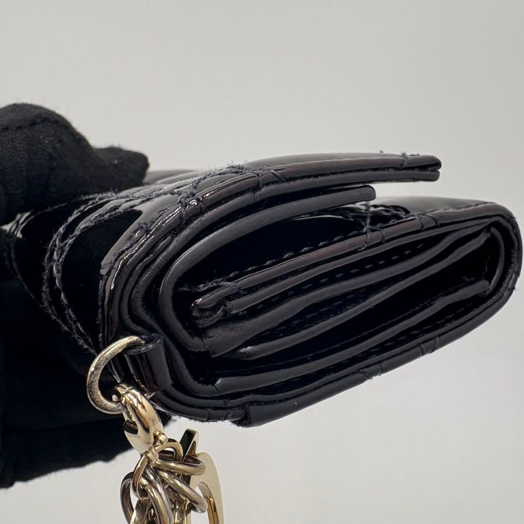 DIOR☆レディ ディオール☆エナメル☆ロータスウォレット☆カナージュ☆財