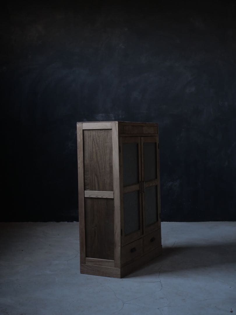 収納棚　ダイヤガラス　食器棚　棚　古家具　古道具　アンティーク　昭和レトロ