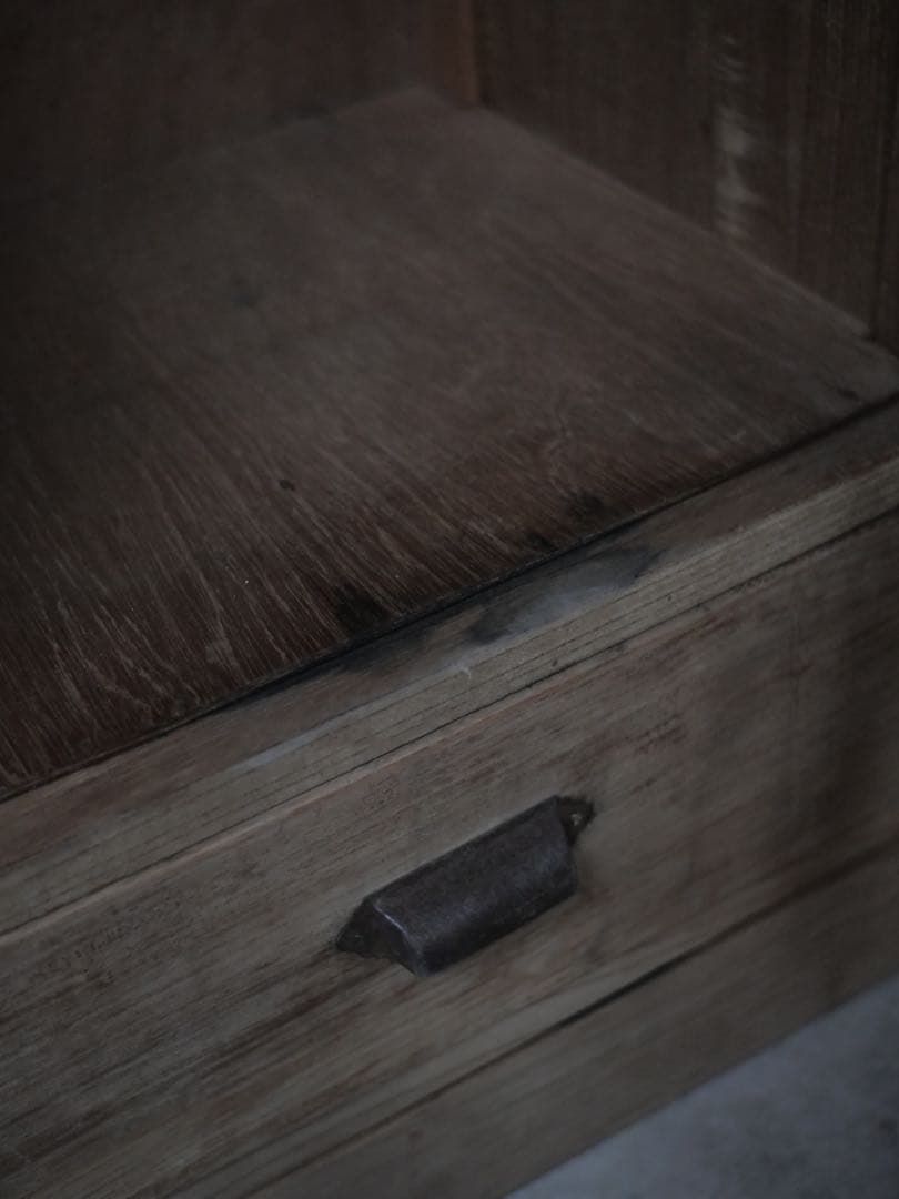 収納棚　ダイヤガラス　食器棚　棚　古家具　古道具　アンティーク　昭和レトロ