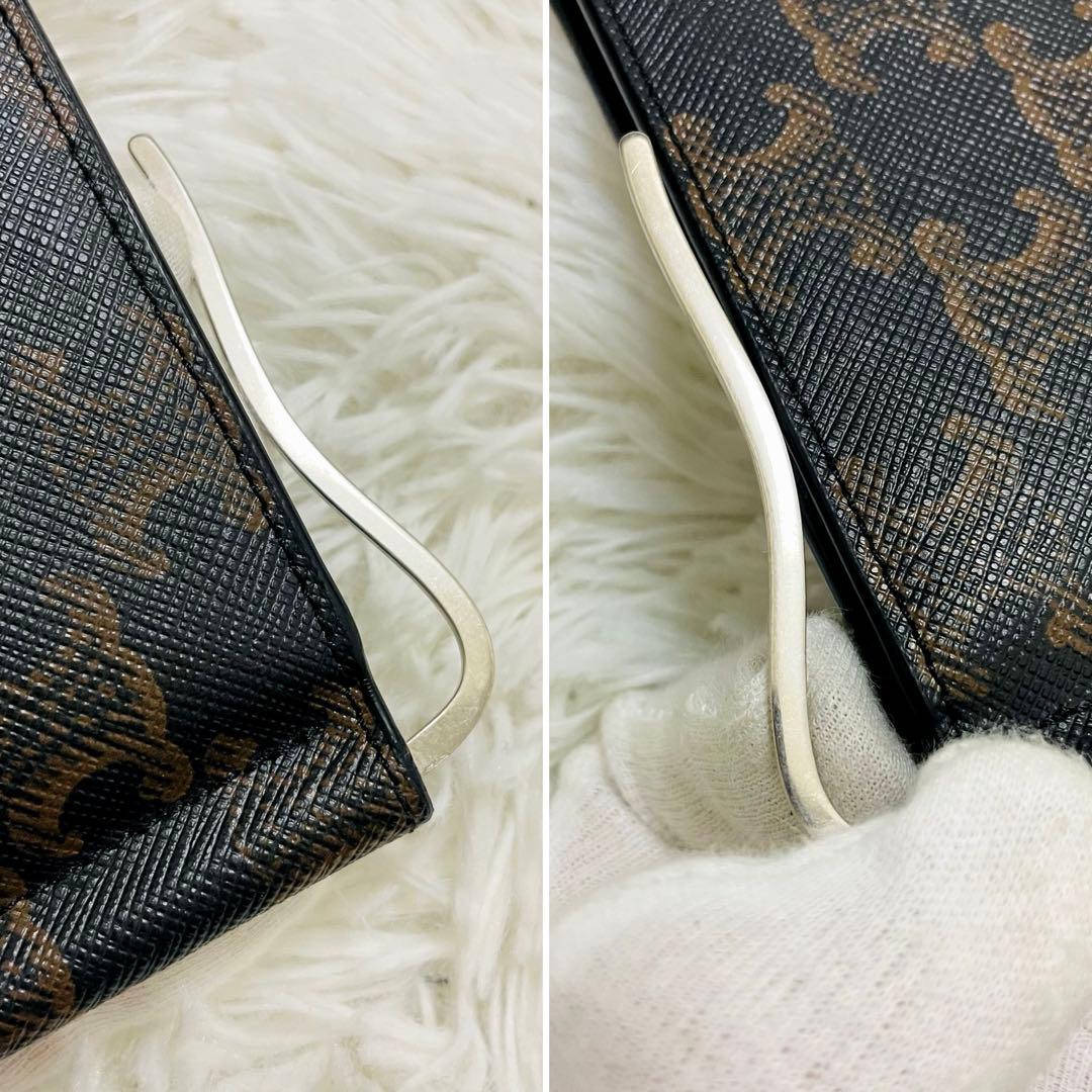 極美✨CELINE マネークリップ マカダム柄 レザー ブラック