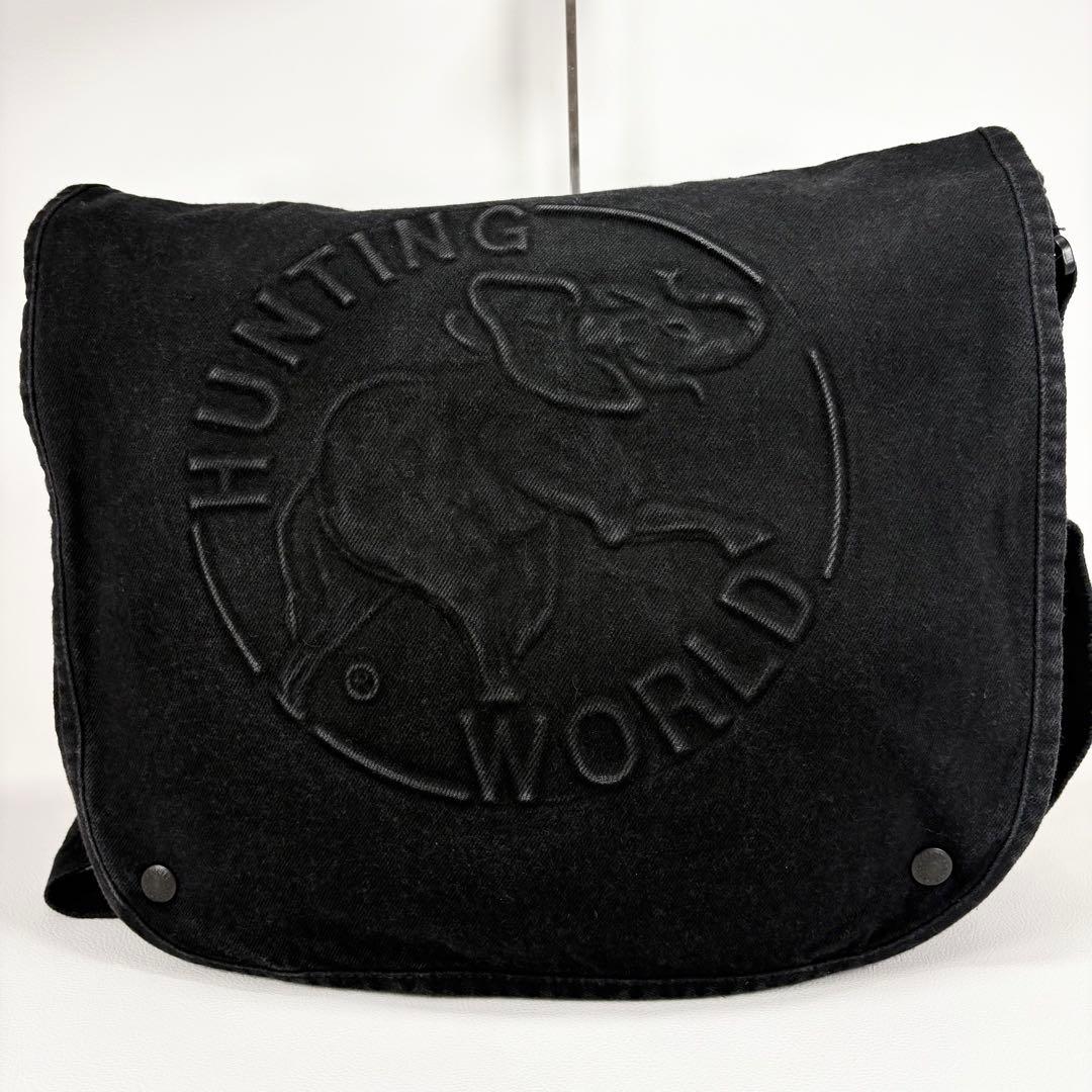 未使用に近い⭐️ハンティングワールド メッセンジャーバッグ ブランドロゴ デニム