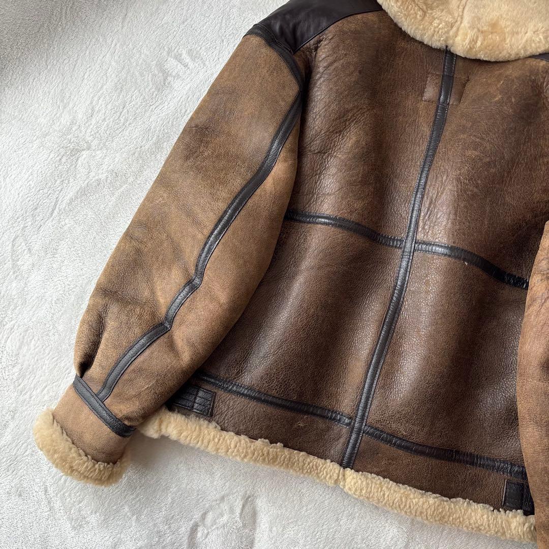 【美品】アヴィレックス　ムートンジャケット　フライトジャケット　羊革　38