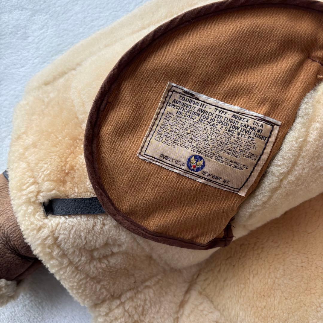 【美品】アヴィレックス　ムートンジャケット　フライトジャケット　羊革　38