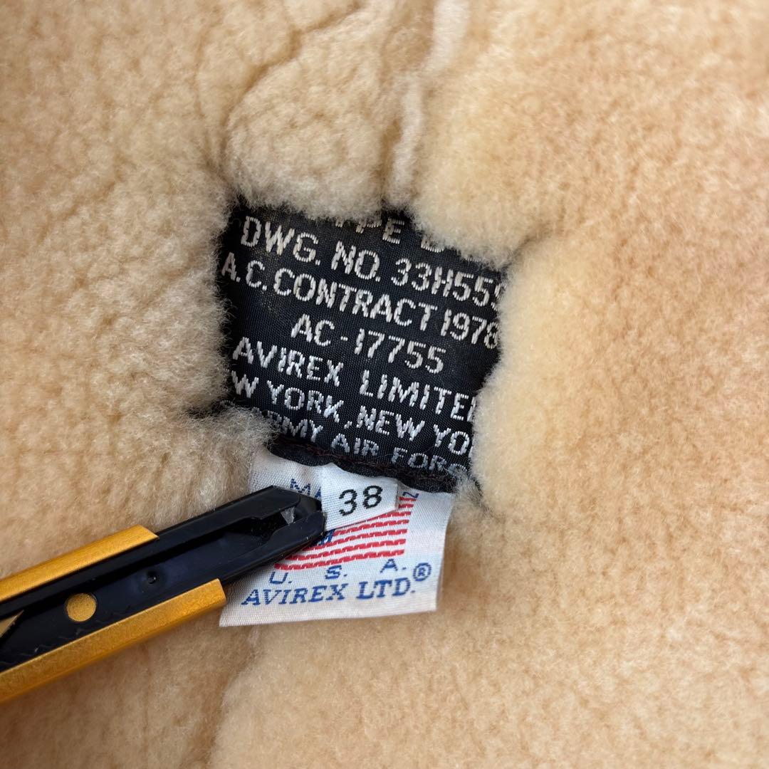 【美品】アヴィレックス　ムートンジャケット　フライトジャケット　羊革　38