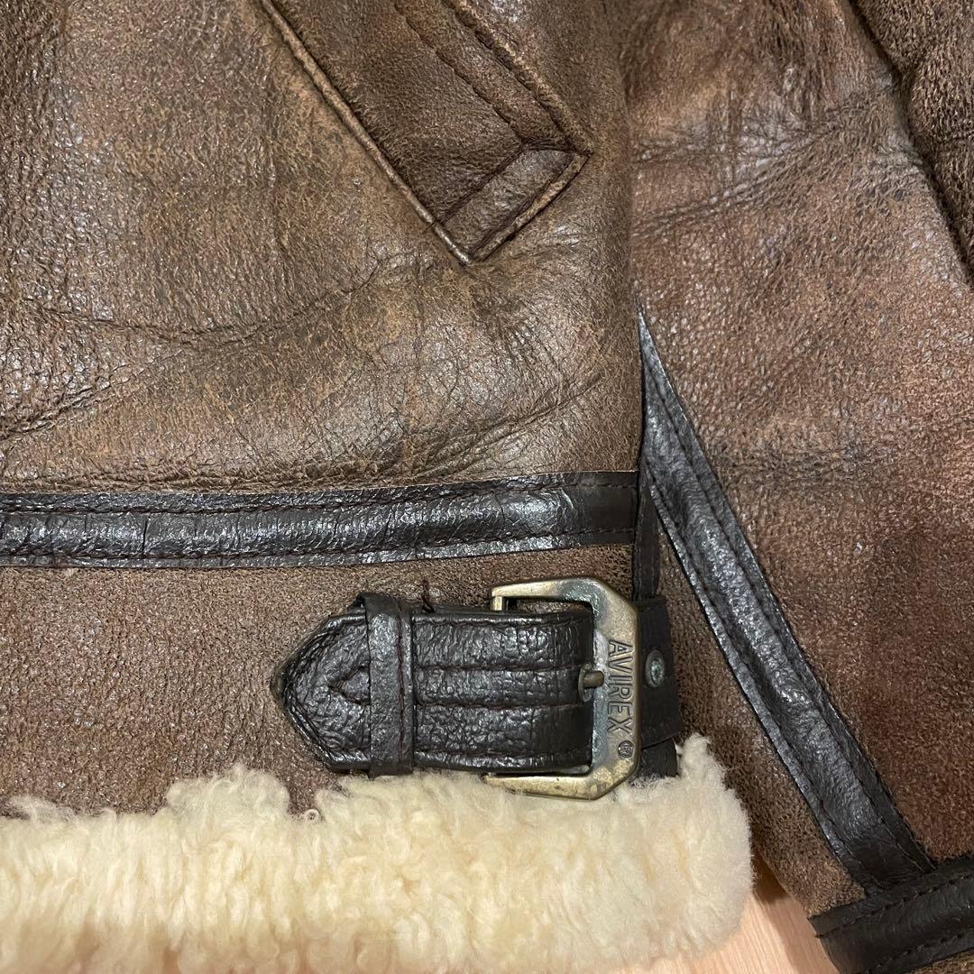 【美品】アヴィレックス　ムートンジャケット　フライトジャケット　羊革　38
