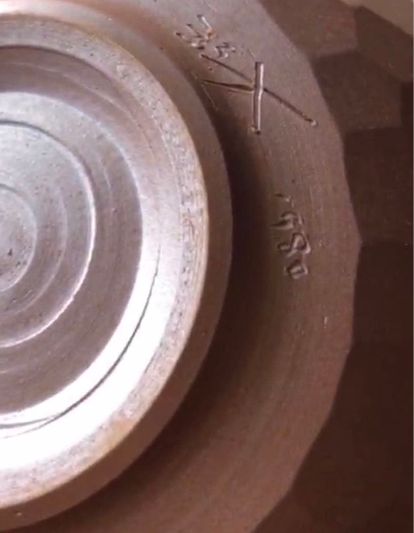 439 二本松萬古焼　亀甲抹茶腕　井上窯　井上善夫　茶碗　お茶道具　共箱