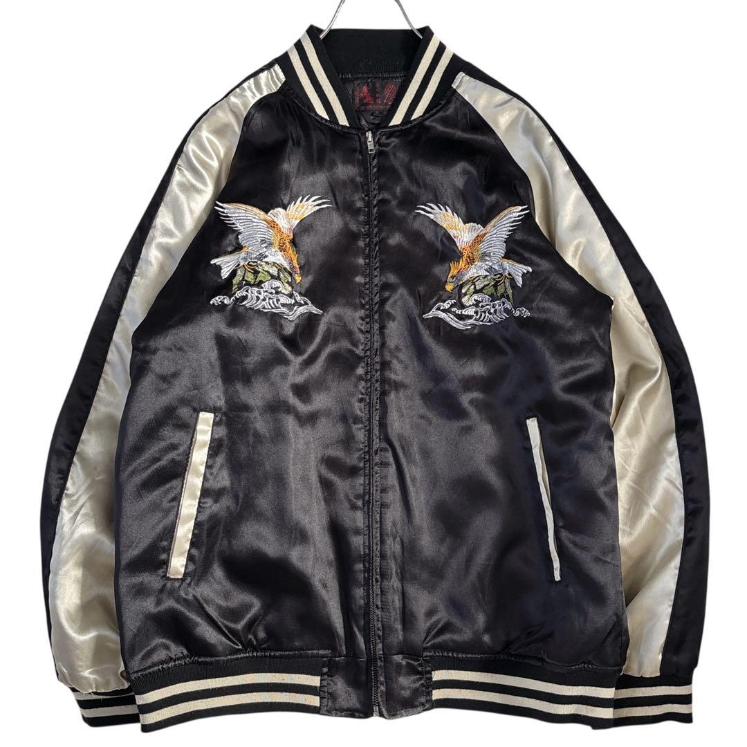 一心如鏡 サテンスカジャン 鷲 鷹 イーグル Japan 刺繍 大きいサイズ