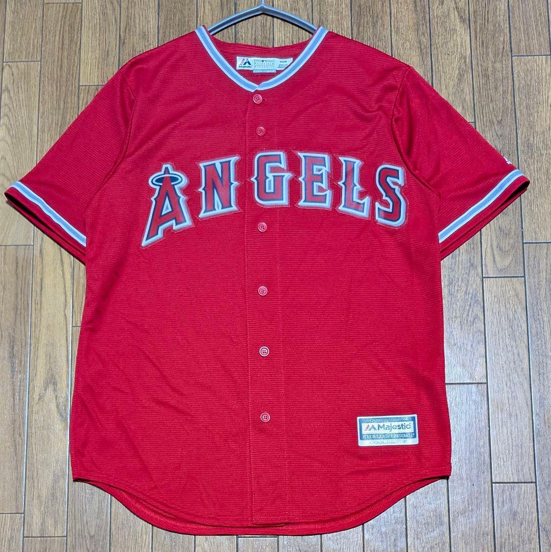 ①USA製 マジェスティック　エンゼルス 大谷翔平 ユニフォーム　Ｍ レッド