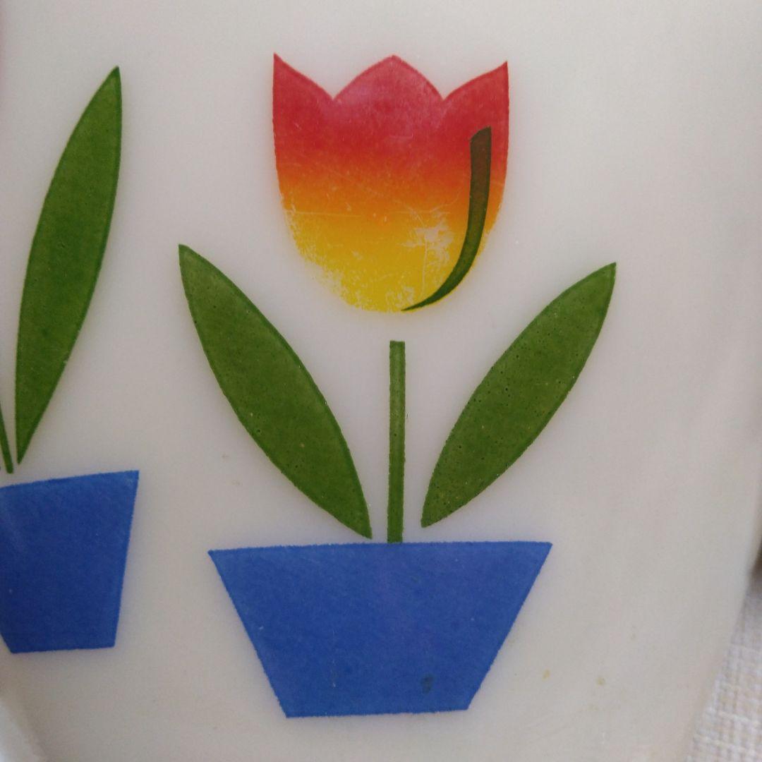 ヴィンテージFire King チューリップ柄 ボウル LL アイボリー·美品