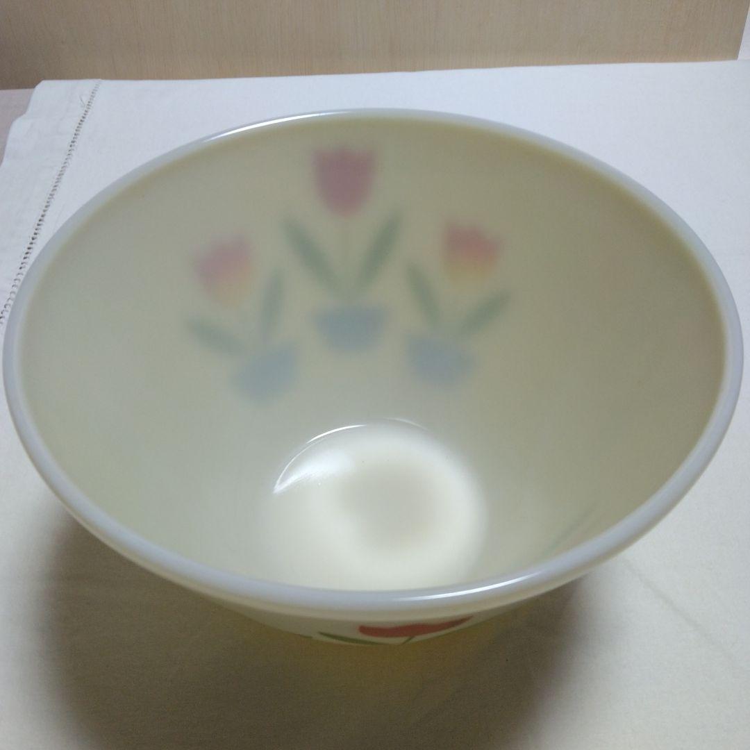 ヴィンテージFire King チューリップ柄 ボウル LL アイボリー·美品