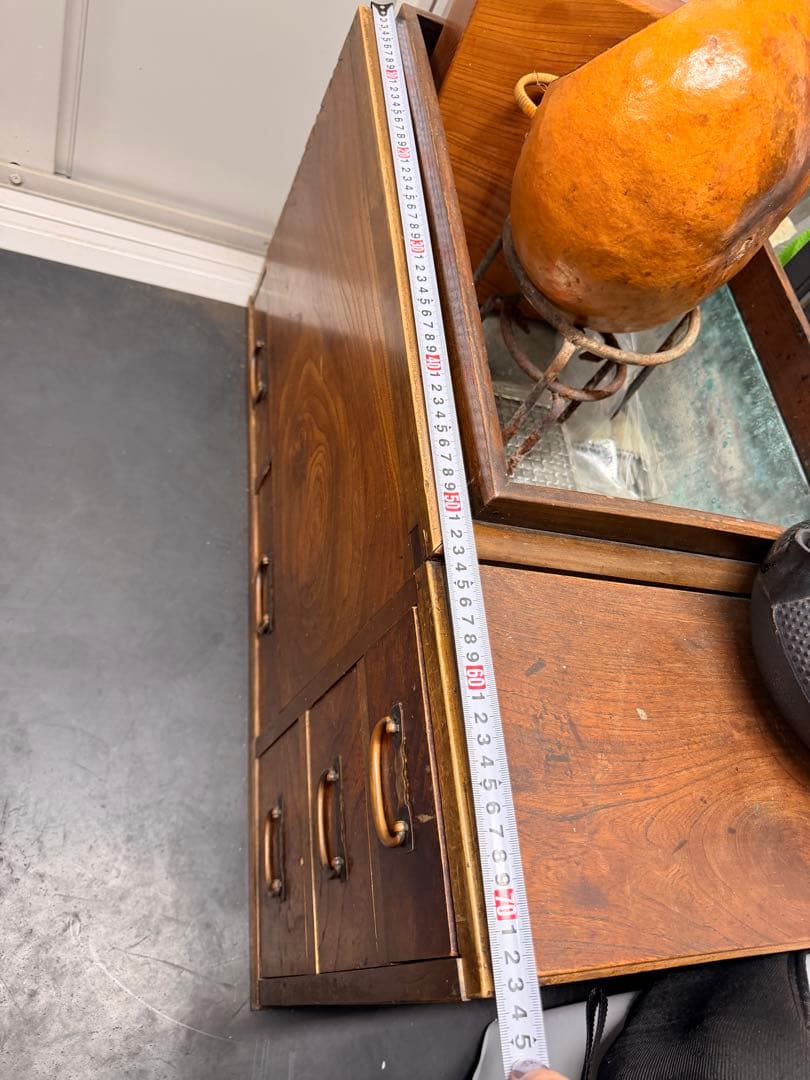 長火鉢　猫板付　欅　玉杢