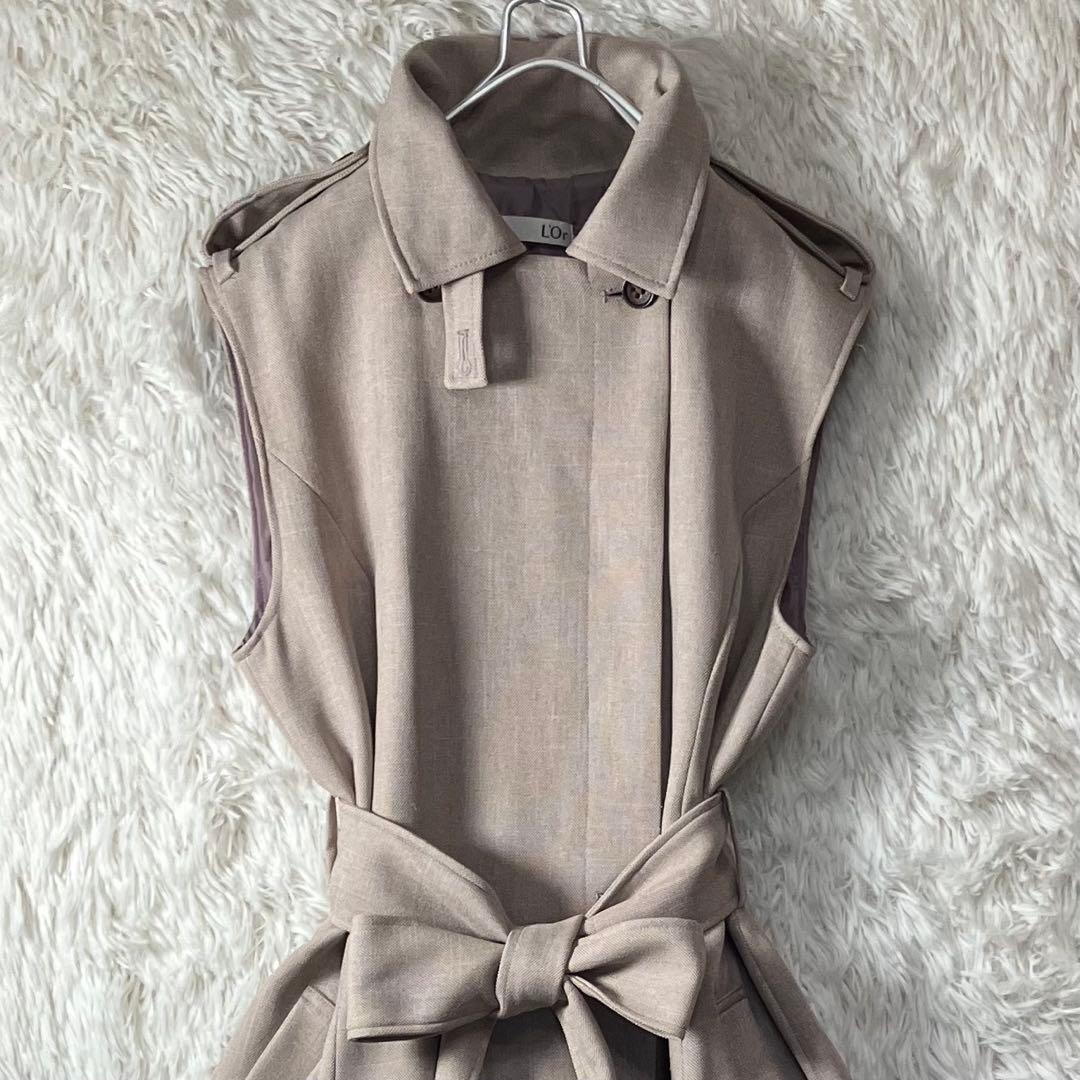 美品 L'Or ロル sleeveless coat dress フリーサイズ