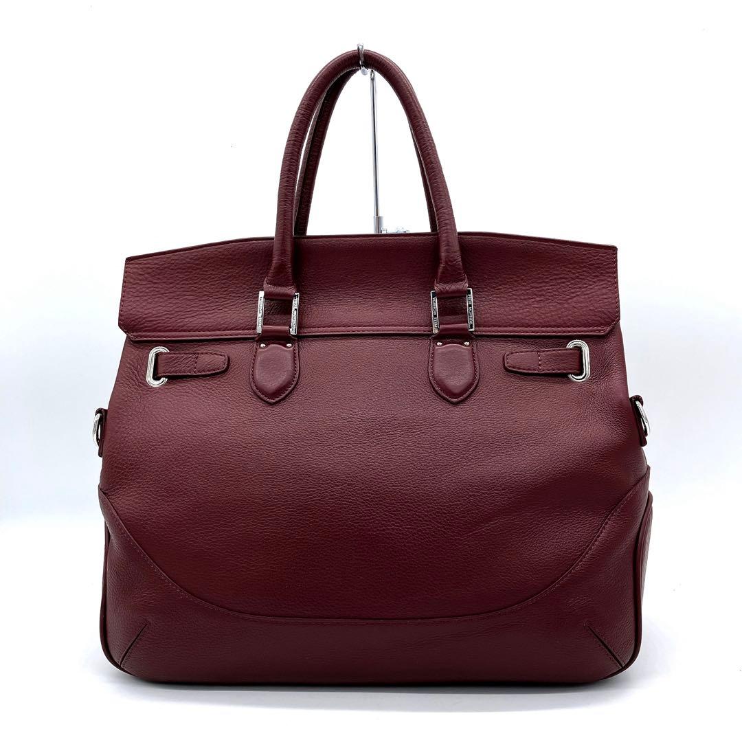 美品【PELLE MORBIDA】ボストンバッグ　シルバー金具　レザー　ボルドー
