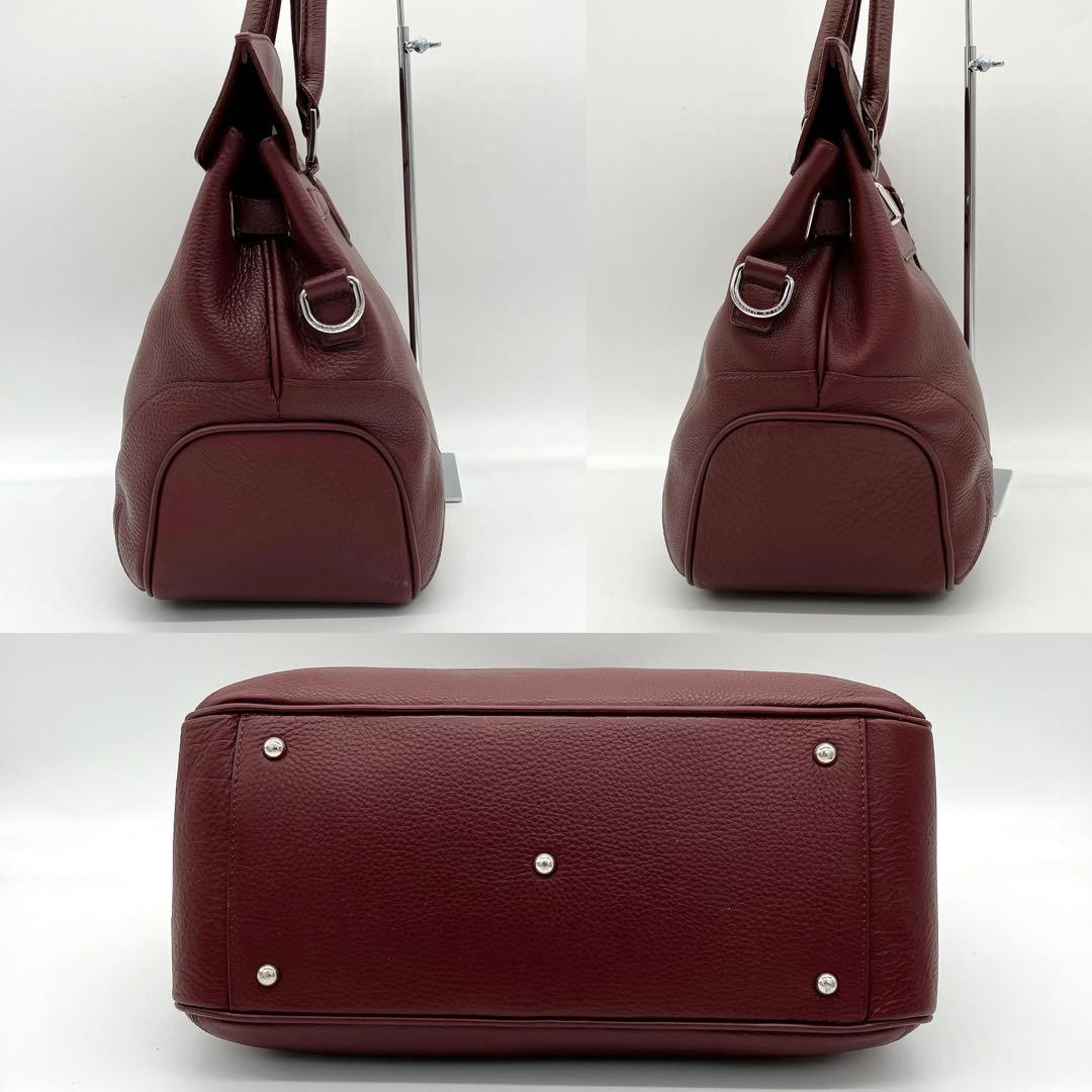 美品【PELLE MORBIDA】ボストンバッグ　シルバー金具　レザー　ボルドー