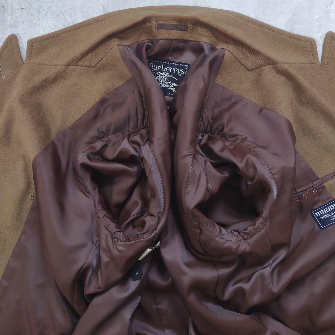 バーバリーズ ダブルブレストコート ウールカシミヤ ロング くすみカーキ