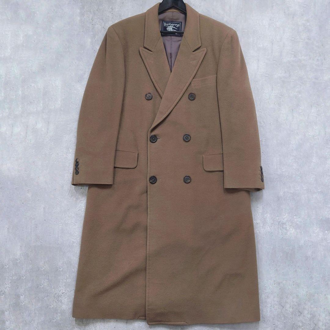 バーバリーズ ダブルブレストコート ウールカシミヤ ロング くすみカーキ