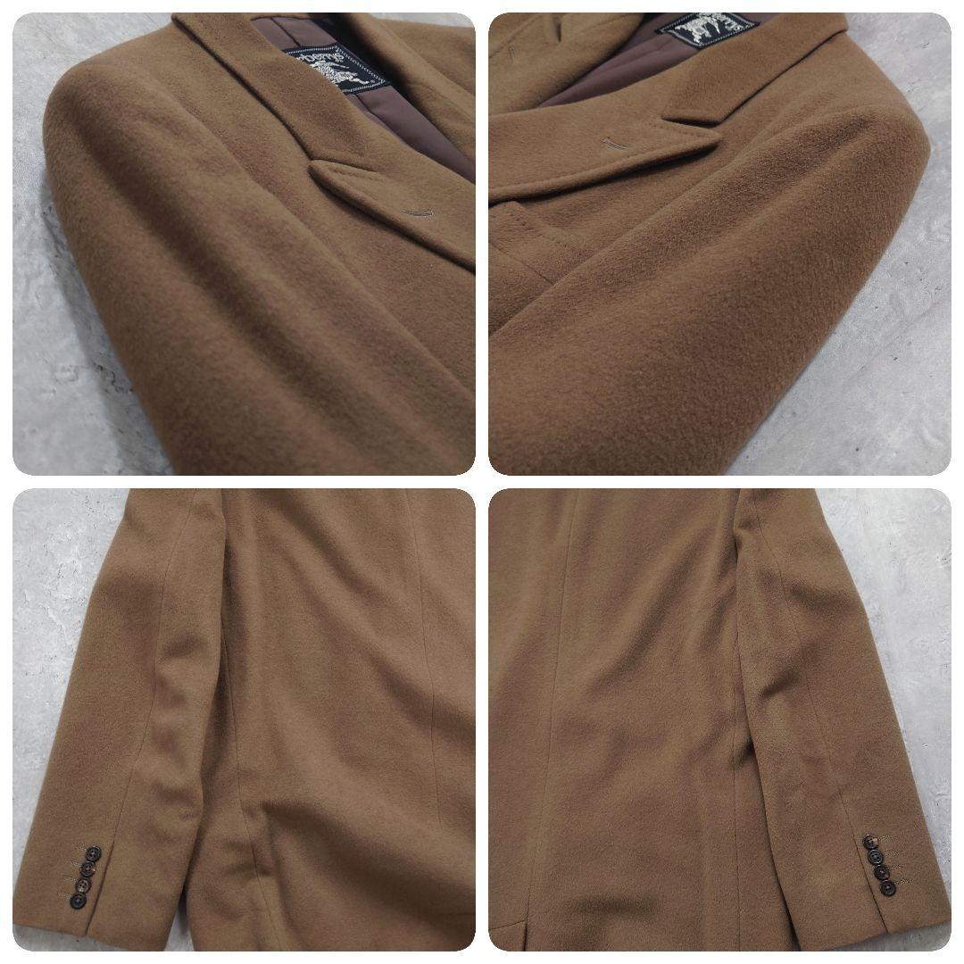 バーバリーズ ダブルブレストコート ウールカシミヤ ロング くすみカーキ