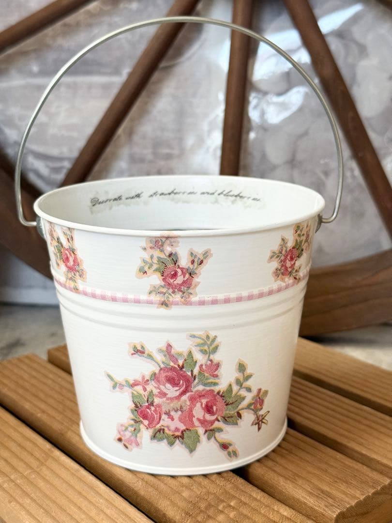 mogu様リクエスト9点おまとめ品※リメ缶※リメ鉢※デコパージュ苺　薔薇