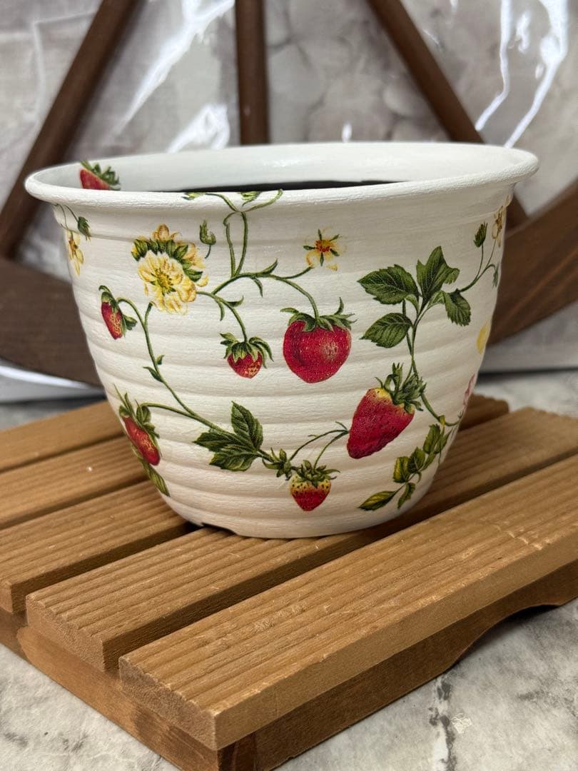 mogu様リクエスト9点おまとめ品※リメ缶※リメ鉢※デコパージュ苺　薔薇