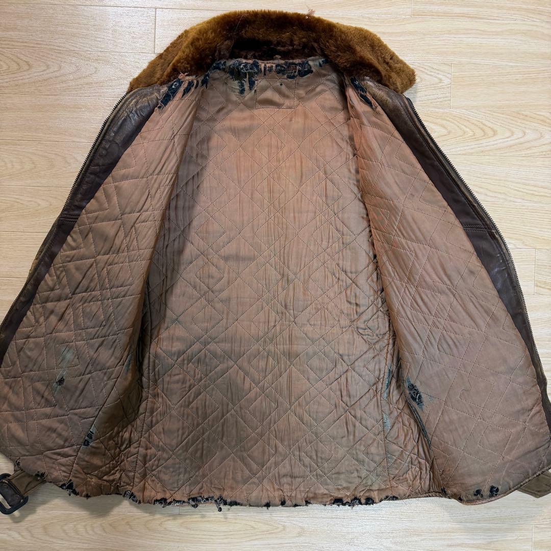 【Vintage】50s レザーボアコート 襤褸