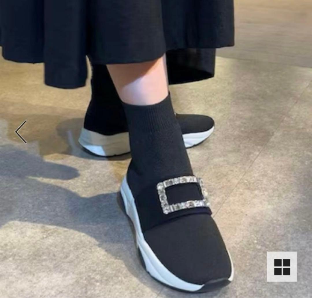 ＋DIANA クリスタルバックル ニットソックススニーカー