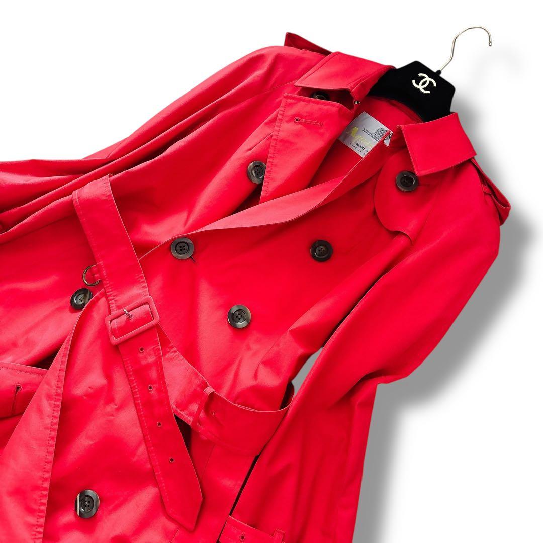 ヴィンテージ Aquascutum トレンチコート 赤 UK製 ベルト付