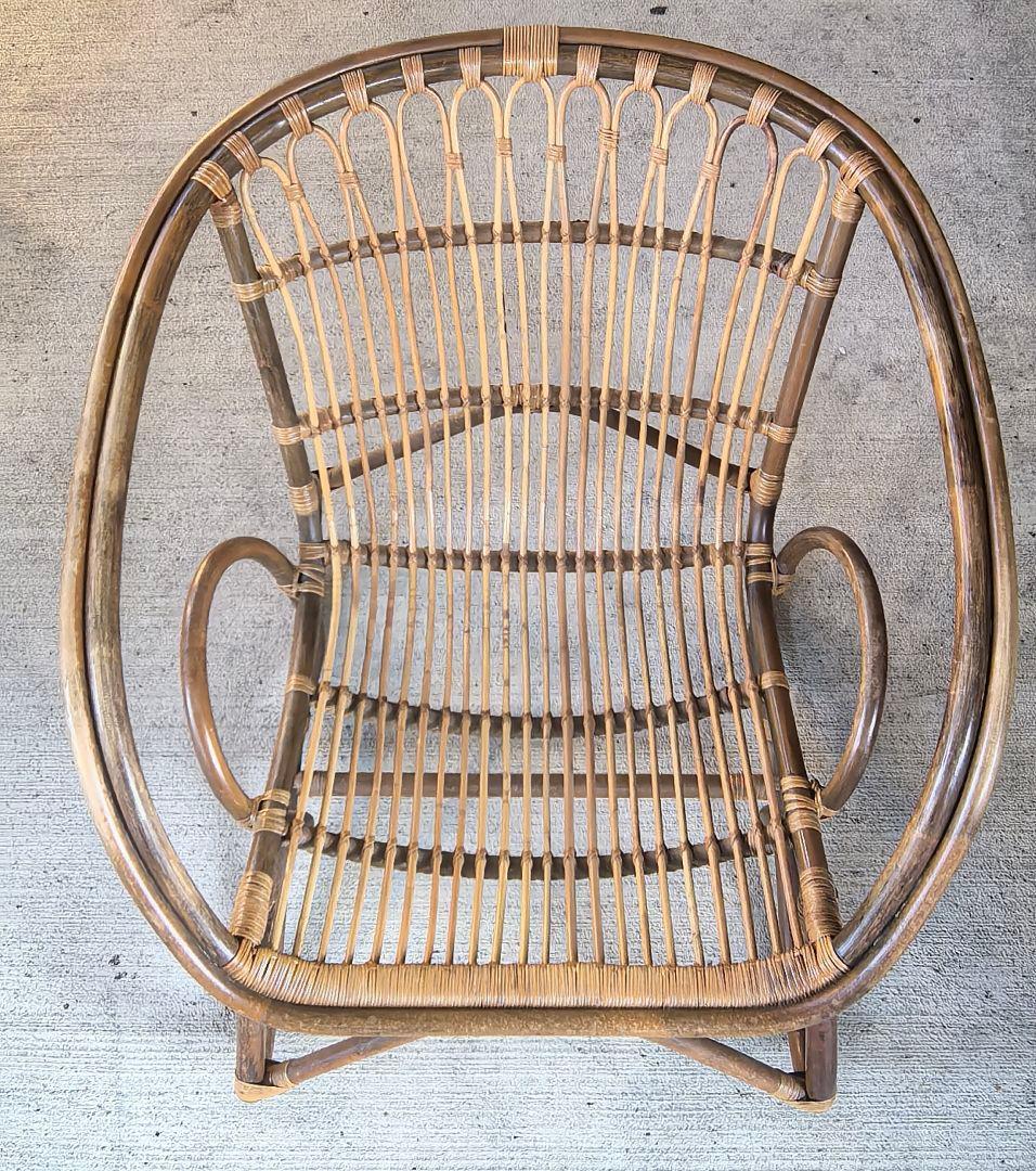 籐　お洒落なチェア　ローチェア　2脚セット