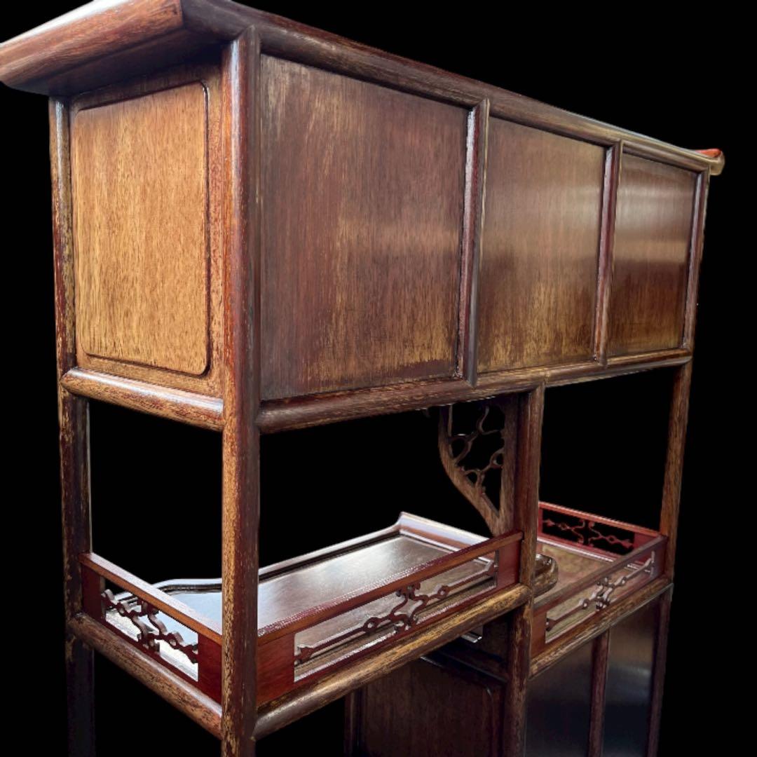 茶箪笥、飾り棚、茶棚、紫檀黒檀、アンティーク、レトロ、和風サイドボード、和食器棚