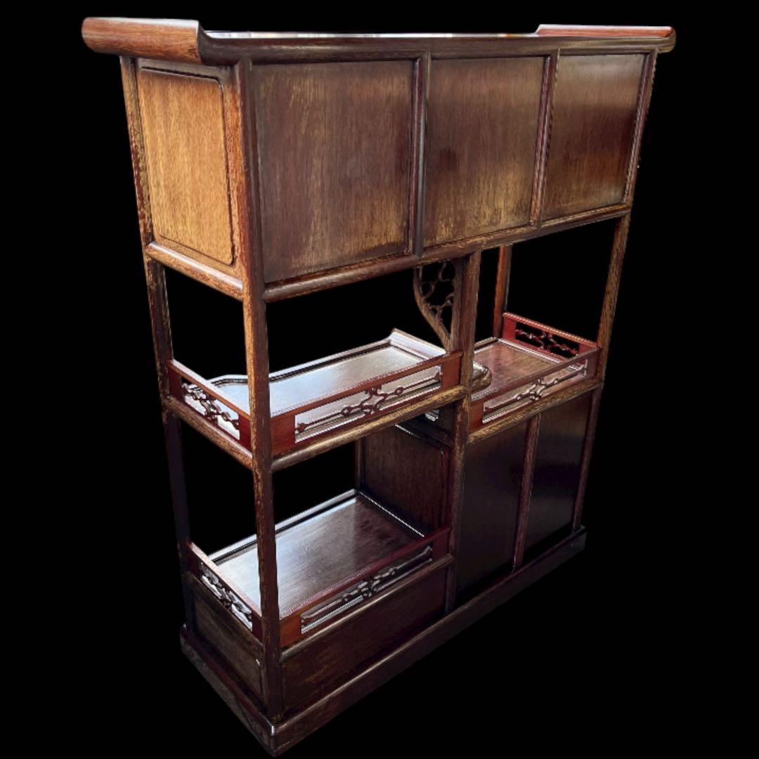 茶箪笥、飾り棚、茶棚、紫檀黒檀、アンティーク、レトロ、和風サイドボード、和食器棚