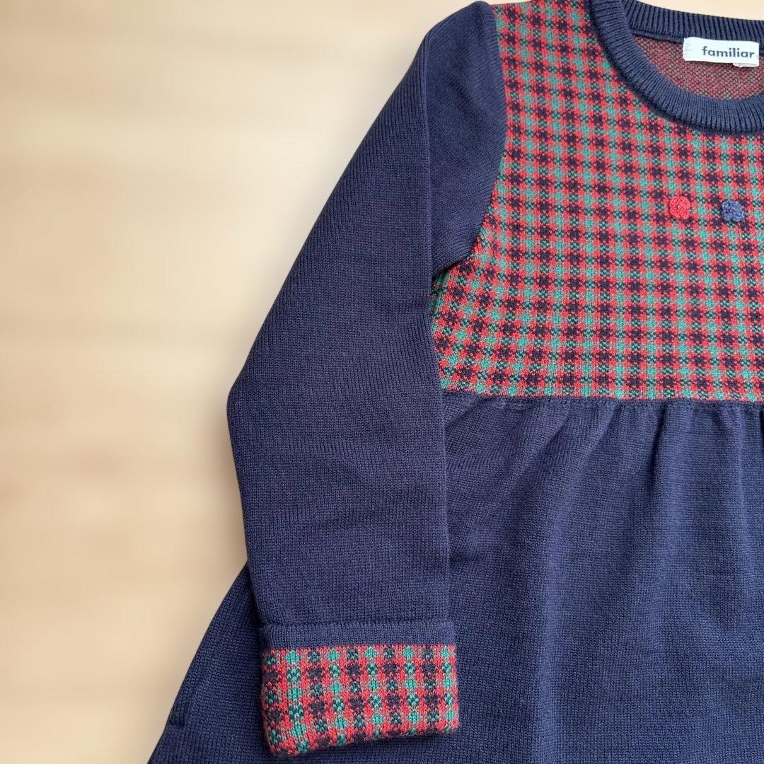 ファミリア　長袖ニットワンピース　120cm