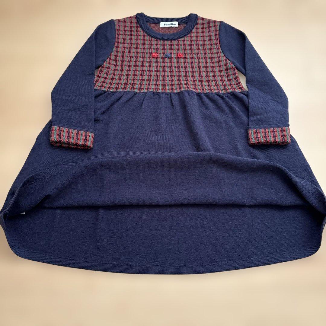 ファミリア　長袖ニットワンピース　120cm