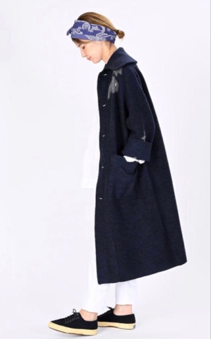 【美品】45R ビーズ刺繍 ふっくら柔らか縮絨 コート 色は1番人気ブラウン